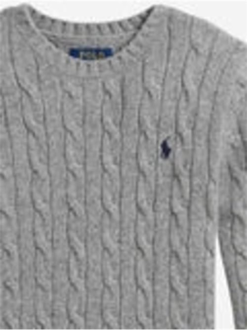 Maglia da bambino in misto lana e cashmere, trecce, girocollo, colore grey. POLO RALPH LAUREN | 323877728004